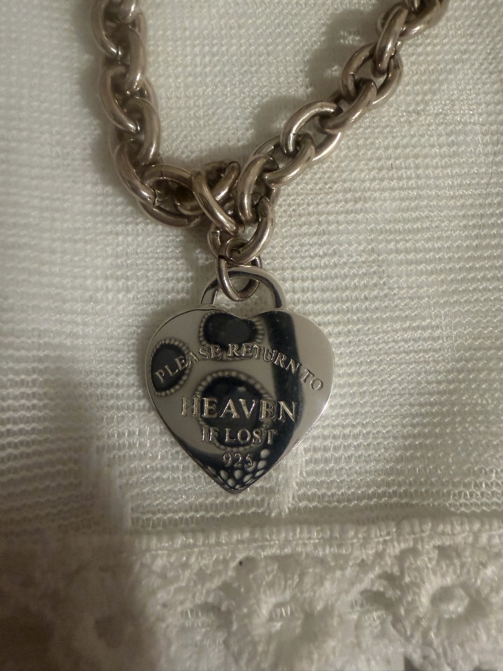 Please Return To Heaven If Lost 925 Sterling Silver Heart Charm Necklace